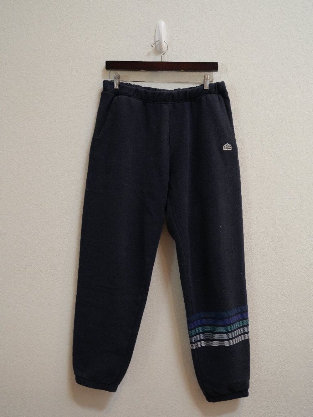 Patagonia Uprisal Sweatpants Line Logo Ridge Stripe Navy Blue Fleece Men's M